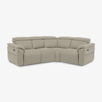 Furniture Village Dolomite Small Leather Right Hand Facing Corner Sofa with Power Recliner