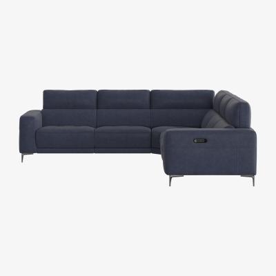 Furniture Village Adama Large Fabric Power Recliner Corner Sofa with Telescopic Headrests - Blue
