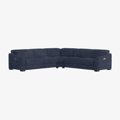 Furniture Village Xavier Fabric Large Left Hand Facing Corner Sofa with Power Recliner - R23 Blue