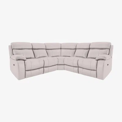 Furniture Village Moreno BV Leather Corner Sofa with Power Recliner - Frost