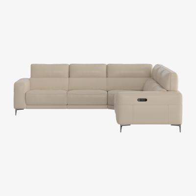Furniture Village Adama Large BV Leather Left Hand Facing Corner Sofa With Recliner - Dapple Grey