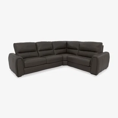 Furniture Village Flex BV Leather Small Right Hand Facing Corner Sofa Bed with Storage Arm - Dark Chocolate