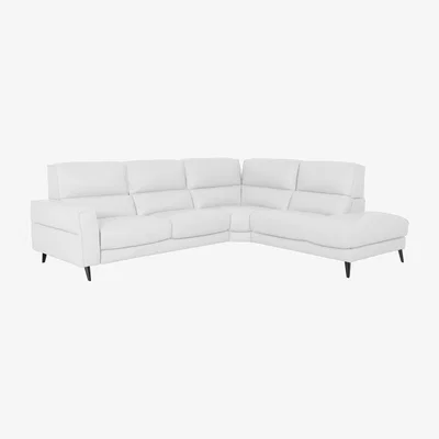 Furniture Village Axel BV Leather Right Hand Facing Chaise End Sofa - BV Star White