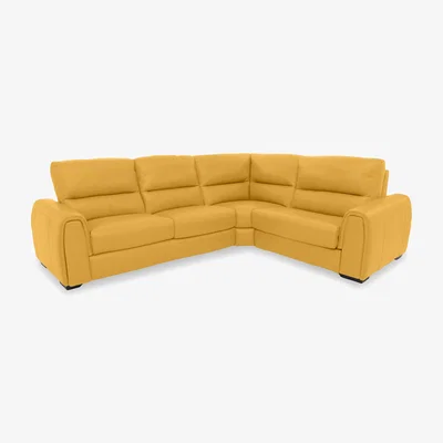 Furniture Village Flex NC Leather Small Right Hand Facing Corner Sofa Bed with Storage Arm - Sunflower