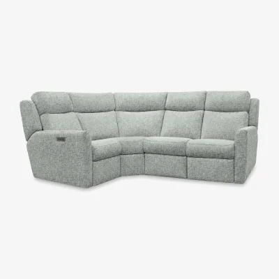 Furniture Village G Plan - Wren Small Fabric Power Recliner Left Hand Facing Corner Sofa with Power Headrests and Power Lumbar - Remco Duck Egg