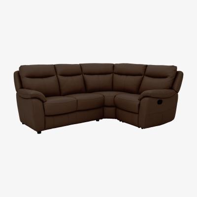 Furniture Village Snug Compact Leather Power Recliner Corner Sofa - Brown- World of Leather