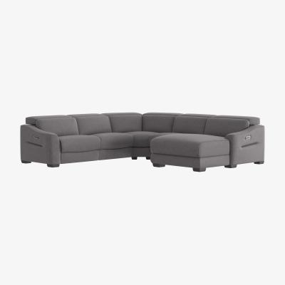 Furniture Village Xavier Large Fabric Right Hand Facing Corner Power Recliner Sofa with Chaise End and Power Headrests - Charcoal Gray