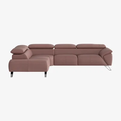 Furniture Village Nicoletti - Tesla Leather Chaise Sofa - Pink