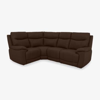 Furniture Village Sloane Leather Small Left Hand Facing Corner Sofa - Chocolate