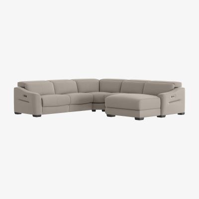 Furniture Village Xavier NC Leather Right Hand Facing Corner Chaise Power Recliner Sofa with Headrests - Feather