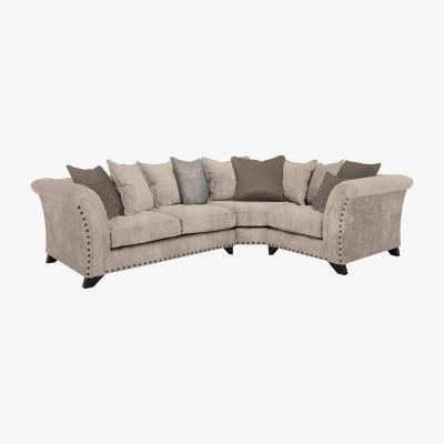 Furniture Village Holly Small Fabric Pillow Back Corner Sofa With Studs - Beige