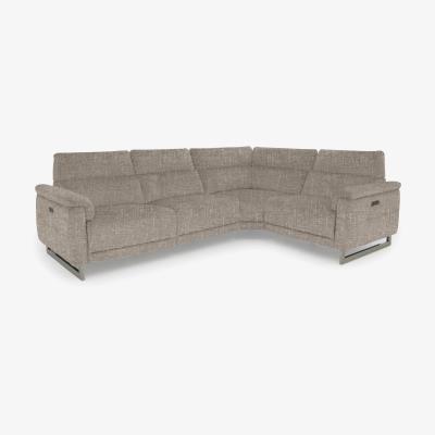 Furniture Village Moet Fabric Power Recliner Right Hand Facing Corner Sofa with Telescopic Headrests - Anivia Khaki