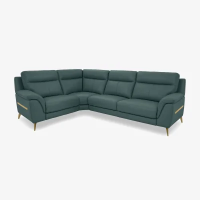 Furniture Village World of Leather - Eclipse Small Leather Left Hand Facing Corner Sofa - Lake Green