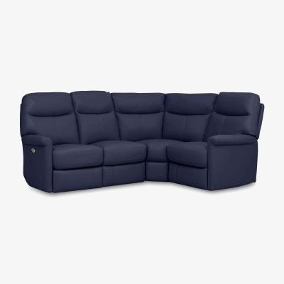 Furniture Village Compact Collection Lille Leather Power Recliner Right Hand Facing Corner Sofa - Ocean
