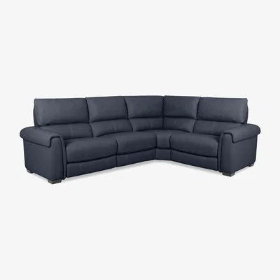 Furniture Village Nixon NC Leather Right Hand Facing Corner Power Recliner Sofa - NC Ocean Blue