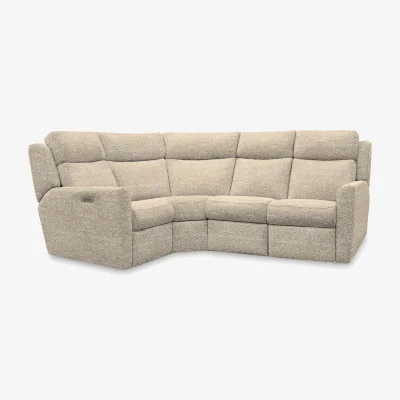 Furniture Village G Plan - Wren Small Fabric Power Recliner Left Hand Facing Corner Sofa with Power Headrests and Power Lumbar - Kampala Beige