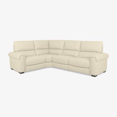 Furniture Village Nixon Leather Left Hand Facing Corner Power Recliner Sofa - Frost