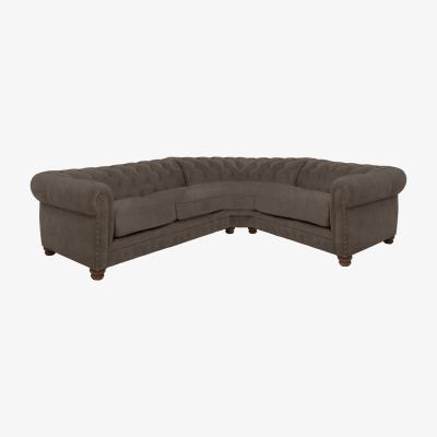 Furniture Village Alexander and James - Chesterfield Collection Hugo Small Fabric Right Hand Facing Corner Sofa - Discovery with Studs - Dark Feet