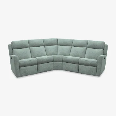 Furniture Village G Plan - Wren Large Fabric Power Recliner Corner Sofa with Power Headrests and Power Lumbar - Dapple Kingfisher