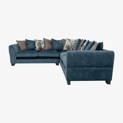 Furniture Village Ariana Large Fabric Pillow Back Corner Sofa - Dapple Ocean