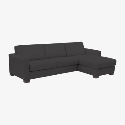 Furniture Village Nicoletti - Alcova 3 Seater Leather Sofa Bed with Storage Right Hand Facing Chaise and Box Arms - Botero Nero