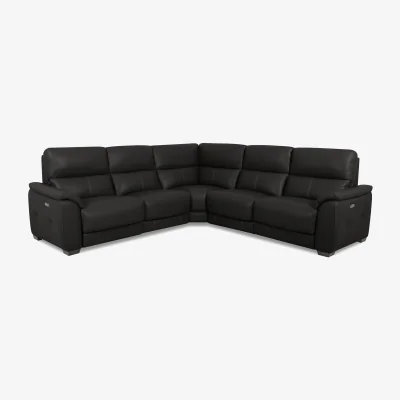 Furniture Village World of Leather - Saffron Large BV Leather Corner Sofa with Power Recliner - Shale Grey