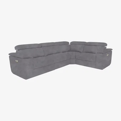 Furniture Village Nicoletti Italia - Davide Small Fabric Right Hand Facing Corner Sofa with Power Recliner - Selma Topo