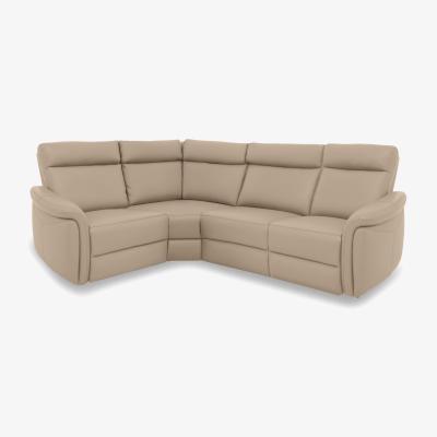 Furniture Village Dublin Leather Left Hand Facing Corner Sofa - Dacota Pebble