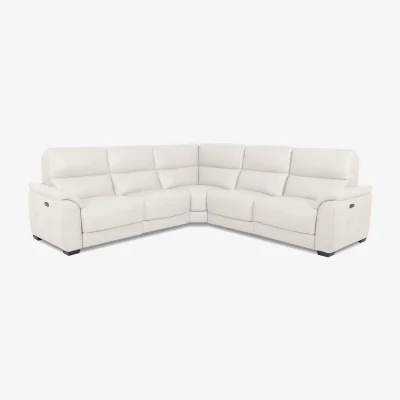 Furniture Village World of Leather - Saffron Large BV Leather Corner Sofa with Power Recliner - BV Star White