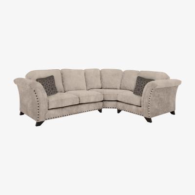 Furniture Village Holly Small Fabric Classic Back Corner Sofa With Studs - Beige