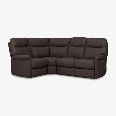 Furniture Village Compact Collection Lille Leather Power Recliner Left Hand Facing Corner Sofa - Cacao