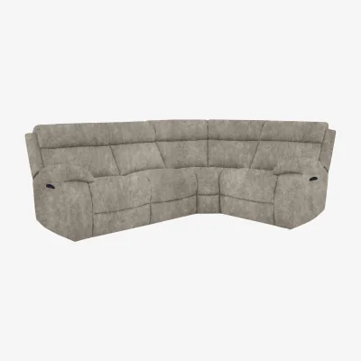 Furniture Village Moreno Small Fabric Power Recliner Right Hand Facing Corner Sofa with Power Headrests - R29 Mink - Sofas and Armchairs - In Time for Christmas