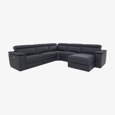 Furniture Village Nicoletti Italia - Davide Large Leather Right Hand Facing Corner Power Recliner Sofa with Chaise End - Torello Blu