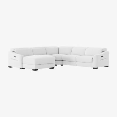 Furniture Village Xavier BV Leather Left Hand Facing Corner Chaise Power Recliner Sofa with Headrests - BV Star White