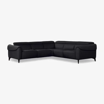 Furniture Village Nicoletti - Nicole Large Leather Corner Sofa - Torello Nero - Sofas and Armchairs - In Time for Christmas