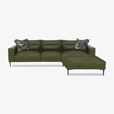 Furniture Village Alexander and James - Boutique Jade Leather Right Hand Facing Chaise End Sofa - Kodak Palm