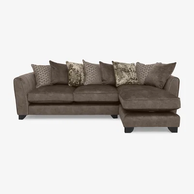Furniture Village Mariah Fabric Pillow Back Right Hand Facing Chaise End Sofa - Dapple Chocolate
