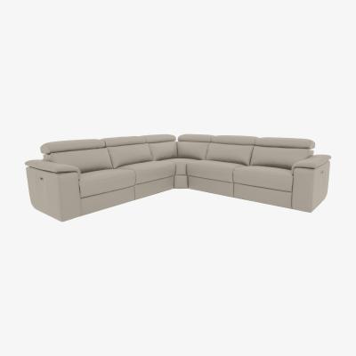 Furniture Village Nicoletti Italia - Davide Large Leather Corner Power Recliner Sofa - Torello Tortora