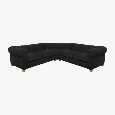 Furniture Village Alexander and James - Chesterfield Collection Hugo Large Fabric Corner Sofa - Chocolate - Oak Feet