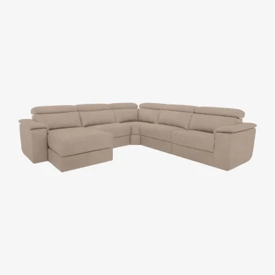 Furniture Village Nicoletti - Davide Large Fabric Left Hand Facing Corner Sofa with Chaise End - Flambe Visone