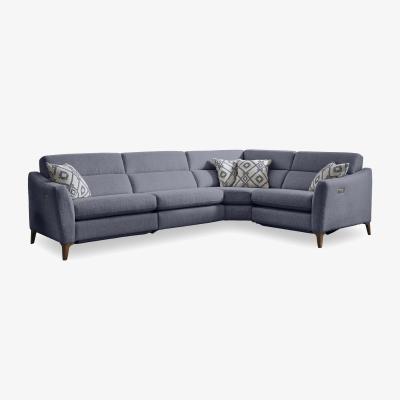 Furniture Village Moderna Right Hand Facing Corner Sofa with Power Recliner