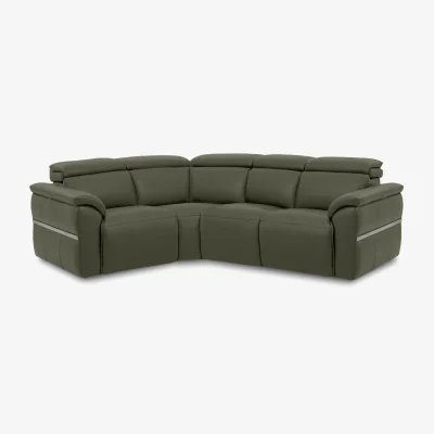 Furniture Village Dolomite Small Leather Left Hand Facing Corner Sofa - Oslo Pine
