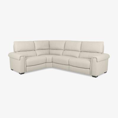 Furniture Village Nixon BV Leather Left Hand Facing Corner Power Recliner Sofa - Frost
