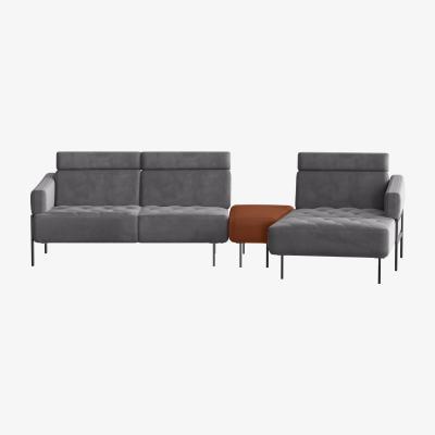 Furniture Village Nicoletti - Bellini Fabric Corner Chaise Sofa with Leather Console - Grey