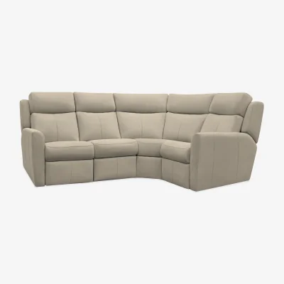 Furniture Village G Plan - Wren Small Leather Right Hand Facing Corner Sofa - Oxford Mushroom