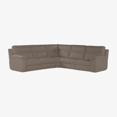 Furniture Village Nicoletti - Pepino Large Leather Corner Sofa with Power Recliner - Botero Taupe