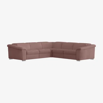 Furniture Village Nicoletti - Galileo Leather Large Corner Sofa - Pink