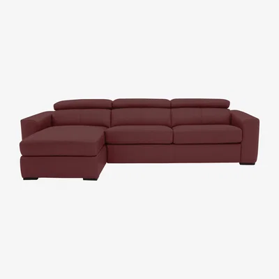 Furniture Village Infinity Leather Corner Chaise Sofa with Storage - Red- World of Leather