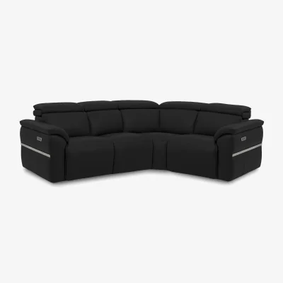Furniture Village Dolomite Small Leather Right Hand Facing Corner Sofa with Power Recliner