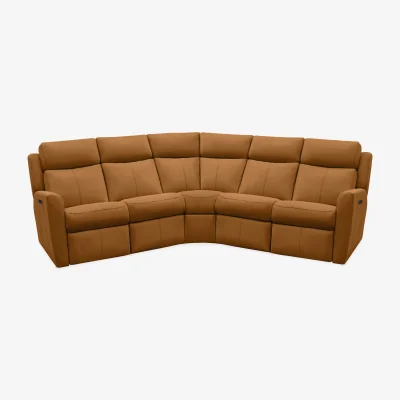 Furniture Village G Plan - Wren Large Leather Power Recliner Corner Sofa with Power Headrests and Power Lumbar - Cambridge Tan
